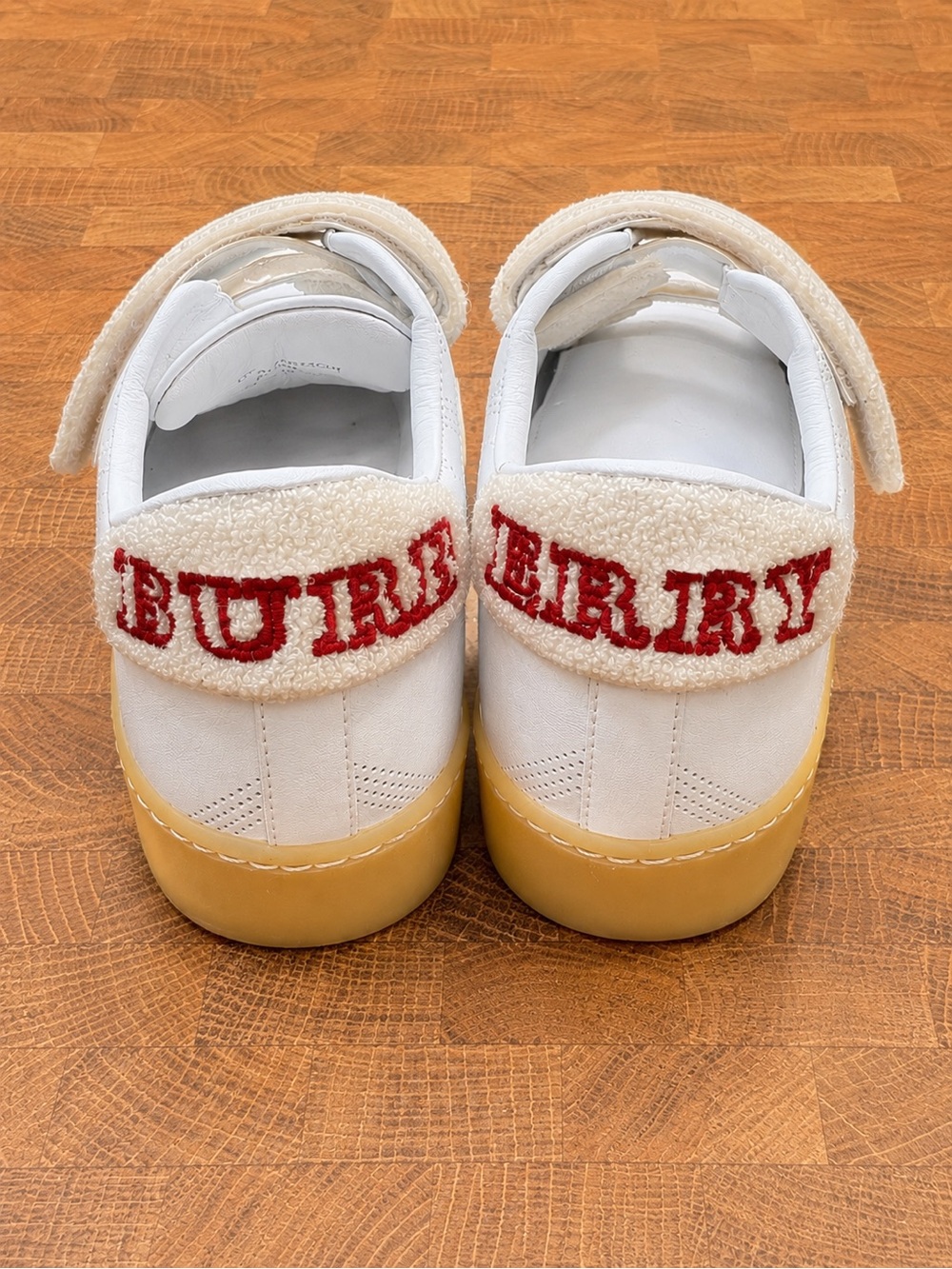 Burberry White Leather Shearling Velcro Sneakers Women’s EU 38 US 7.5/8